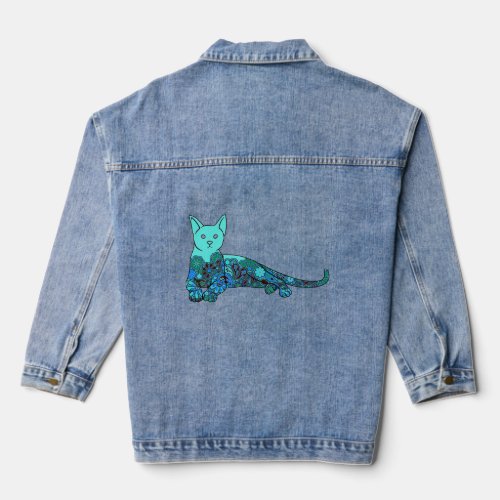Artistic Colorful Cat  Denim Jacket