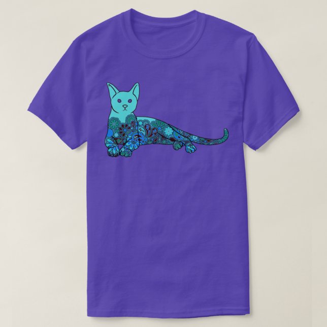 Artistic Colorful Cat T-Shirt (Design Front)
