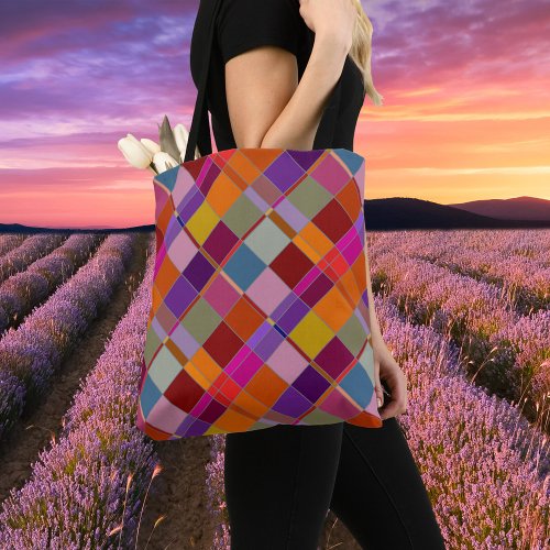 Artistic Colorful Checkered  Tote Bag