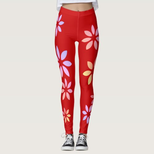 Artistic Colorful Floral Pattern Exercise Leggings