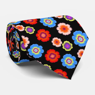 Artistic Colorful Flower Floral Pattern Neck Tie