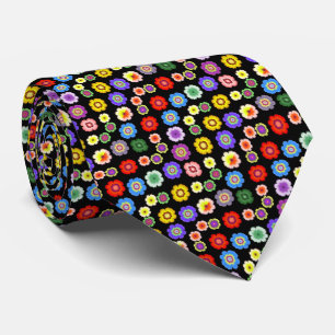 Artistic Colorful Flower Garden Fractal Pattern Neck Tie