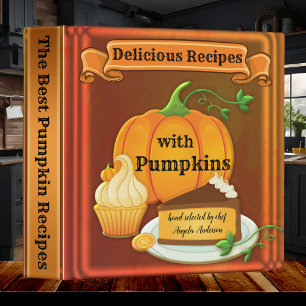Artistic Colorful Gold Pumpkin Recipe Binder