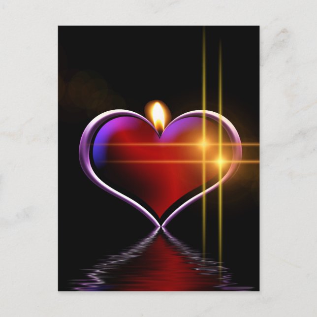 Artistic colorful heart candle illustration postcard (Front)