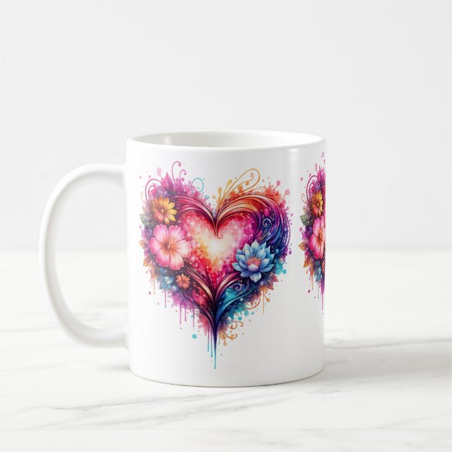 Artistic Colorful Heart Mug (Left)