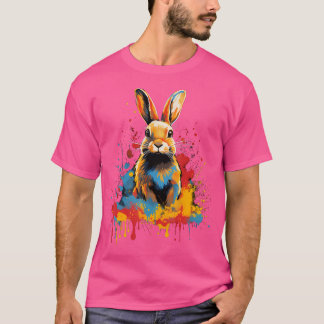 Artistic Colorful Painted Rabbit Hunting T-Shirt