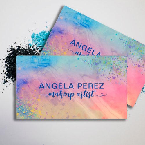 Artistic Colorful Pastel Liquid Paint Splatters Business Card