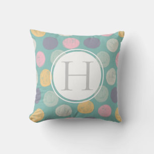 artistic colorful pastel monogram outdoor pillow