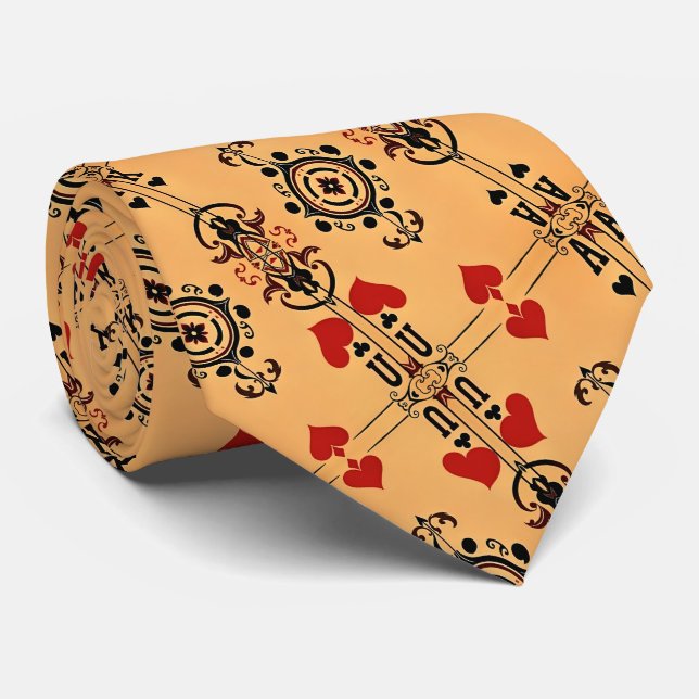 Artistic Colorful Playing Cards Pattern Neck Tie (Rolled)