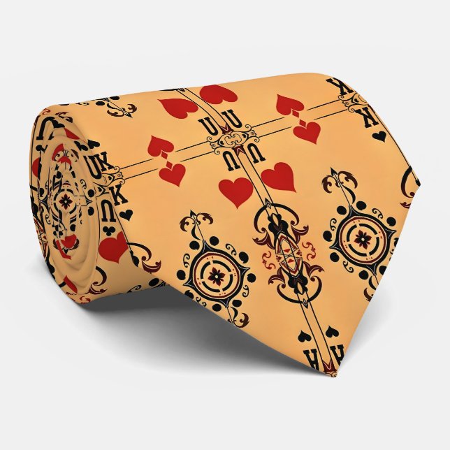 Artistic Colorful Playing Cards Pattern Neck Tie (Rolled)