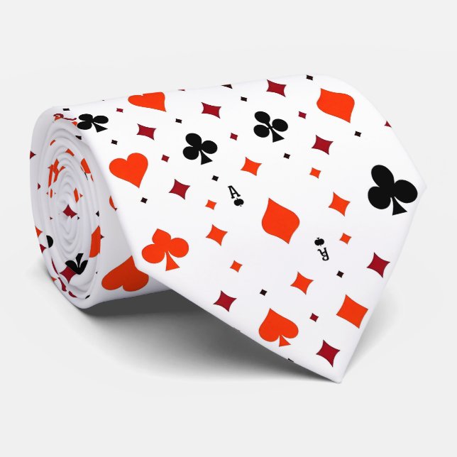 Artistic Colorful Playing Cards Pattern Neck Tie (Rolled)
