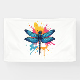 Artistic Colorful Pop Art painted Dragonfly Banner