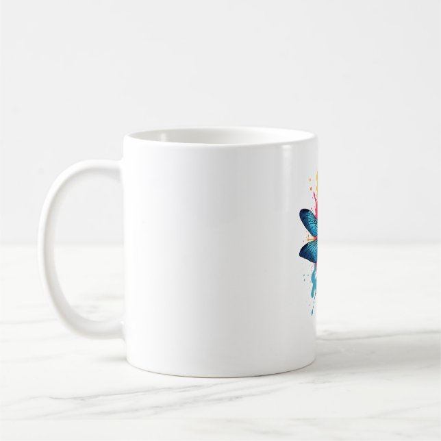 Artistic Colorful Pop Art painted Dragonfly Coffee Mug (Left)