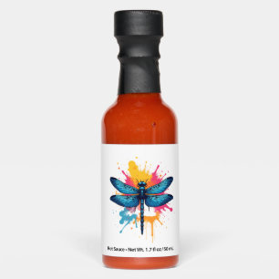 Artistic Colorful Pop Art painted Dragonfly Hot Sauces
