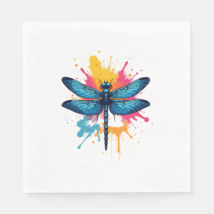 Artistic Colorful Pop Art painted Dragonfly Napkins