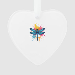 Artistic Colorful Pop Art painted Dragonfly Ornament