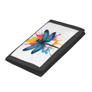 Artistic Colorful Pop Art painted Dragonfly Tri-fold Wallet