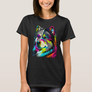 Artistic Colorful Pop painted Alaskan Malamute T-Shirt