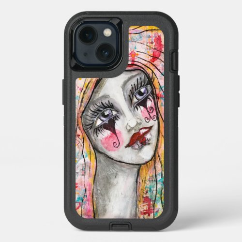 Artistic Colorful Portrait Girl Mime Clown Love iPhone 13 Case