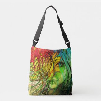 Artistic Colorful Rainbow Original Art Girl  Crossbody Bag