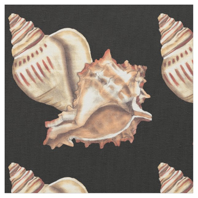 Artistic Conch Shells Fabric (Close Up)