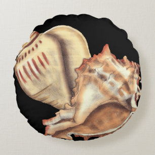 Artistic Conch Shells Round Pillow