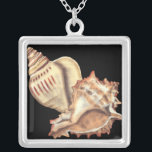 Artistic Conch Shells Silver Plated Necklace<br><div class="desc">Jennifer Goldberger has an amazing collection of art capturing the gems of the ocean. In this beautiful,  classic neutral color painting,  these two Conch seashells are the main object of the image. Get this nautical styled art on your favorite products today!</div>