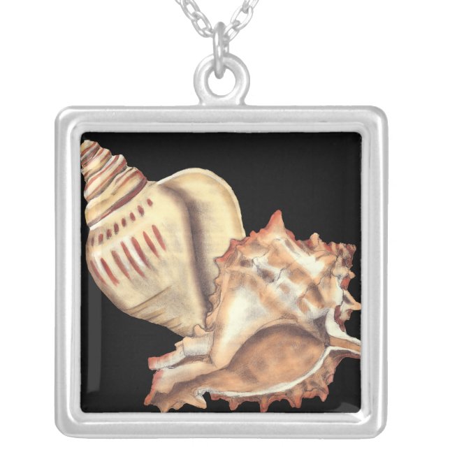 Artistic Conch Shells Silver Plated Necklace (Front)