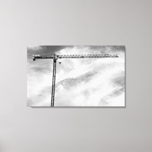 Artistic Construction Crane Black and White Photo Canvas Print