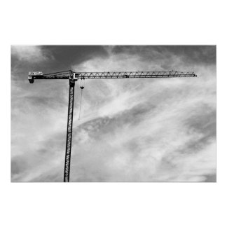 Artistic Construction Crane Black and White Photo Poster