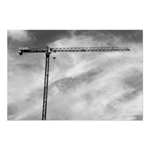 Artistic Construction Crane Black and White Photo Poster