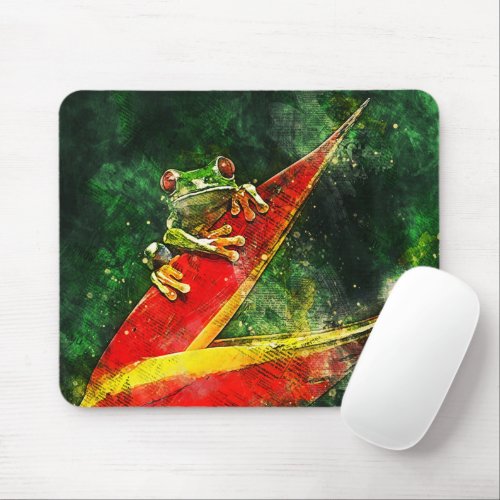 Artistic Costa Rica Tree Frog  Red Eyed Amphibian Mouse Pad
