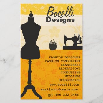 Artistic Craft Atelier Seamstress Fashion Designer Flyer by 911business at Zazzle