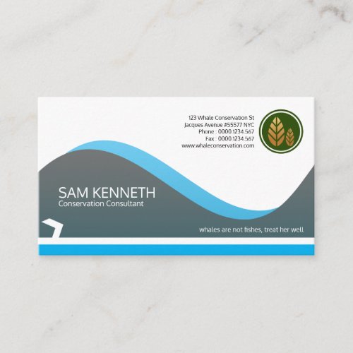 Artistic Creative Blue Whale Wave Conservationist Business Card