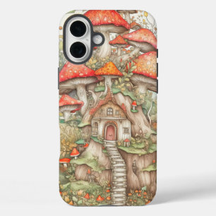 Artistic Creative Mushroom Dwelling Illustration iPhone 16 Plus Case