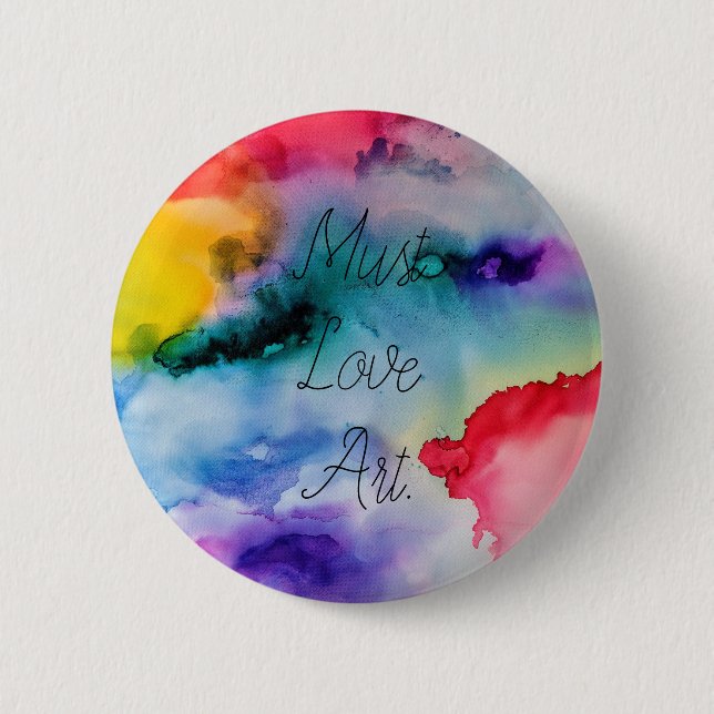 Artistic Creative Splashes of Watercolor Button (Front)
