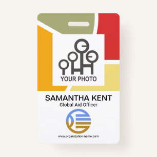 Artistic Curvature Borders Employee Photo Template Badge