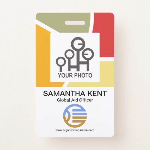 Artistic Curvature Borders Employee Photo Template Badge