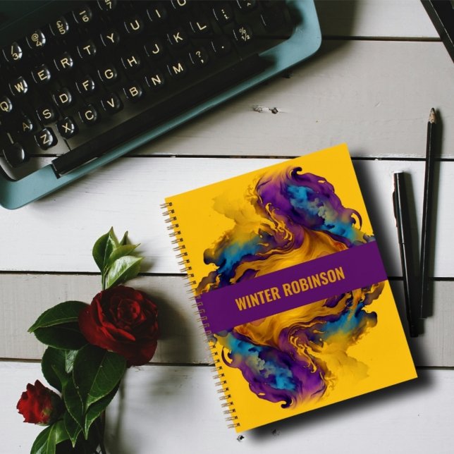 Artistic custom name colorful watercolor ink notebook (Creator Uploaded)