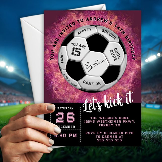 Artistic Custom Text on  Soccer Ball  Birthday  Invitation (Creator Uploaded)