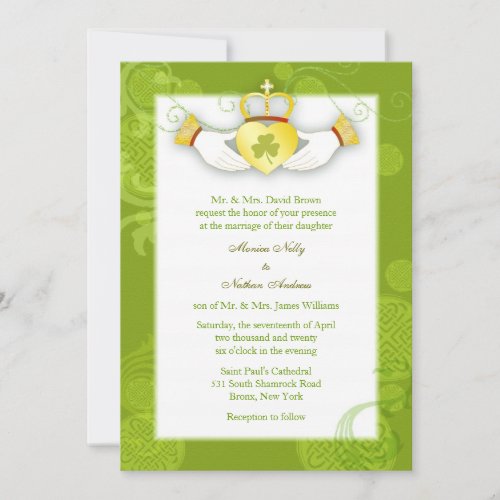 Artistic Cute Claddagh Heart Irish Wedding Invitation