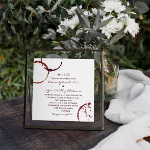 Artistic Dark Red Wine Stain Winery Wedding Invitation