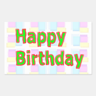 Artistic Decorative HAPPY BIRTHDAY Script Rectangular Sticker