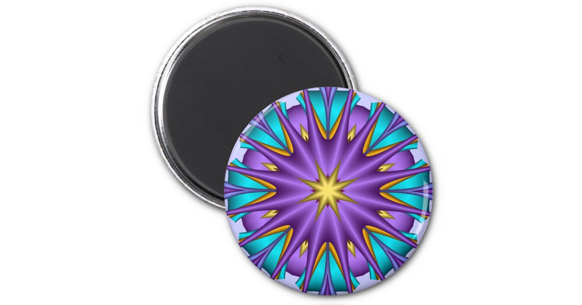 Artistic decorative magnet Purple Star Flower | Zazzle