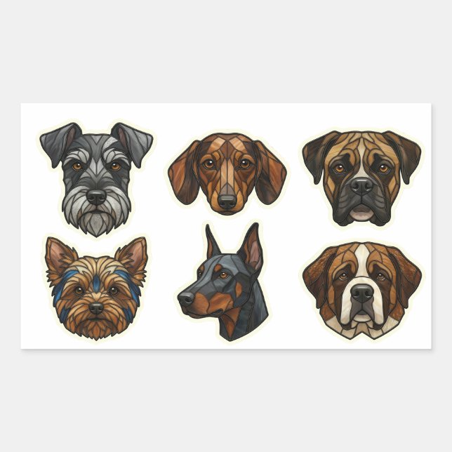 Artistic Dog Breed Portraits Part 2 Rectangular Sticker (Front)