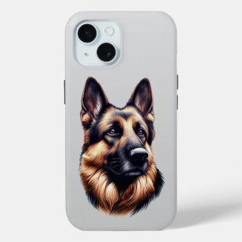 Artistic Dog Face Iphone 15 Case by FantasyCases at Zazzle