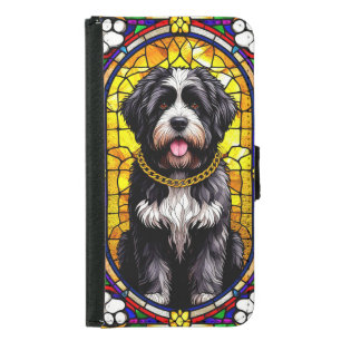 Artistic Dog Stained Glass Portrait Samsung Galaxy S5 Wallet Case