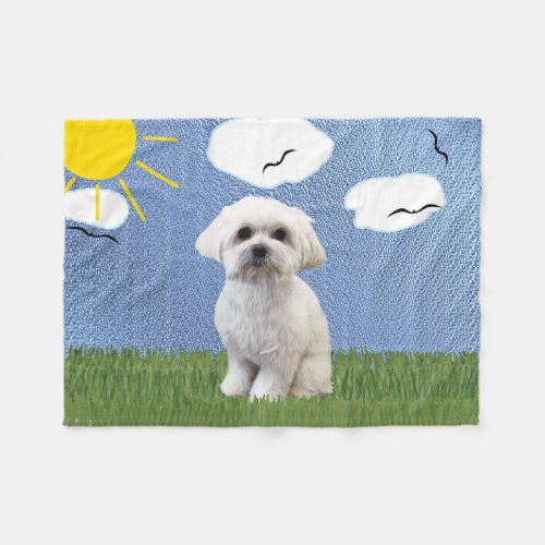 Artistic Dogs _ Maltese v3 Fleece Blanket