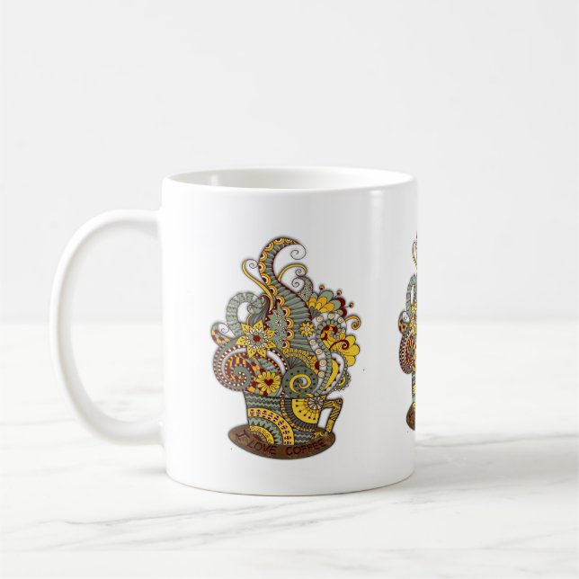 Artistic-doodle-drawing art coffee mug (Left)
