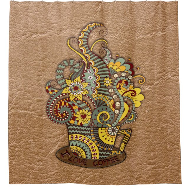 Artistic-doodle-drawing art shower curtain (Front)